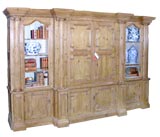 Pine Paneled Carved Wall, TV, Library Unit