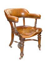 Wood & Leather Barrel Backed Desk Chair