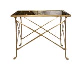 Black Marble and Brass Rectangular Side Table