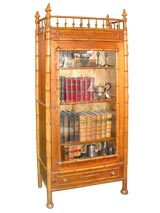 Antique French Faux Bamboo Armoire with Glass Front