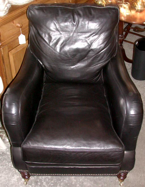 Black Leather Bridgewater Club Chair For Sale 1