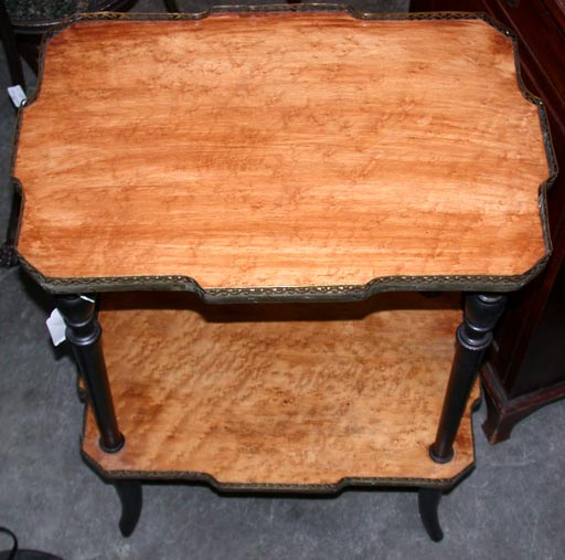 Burled Maple with Ebony and Brass Side Table