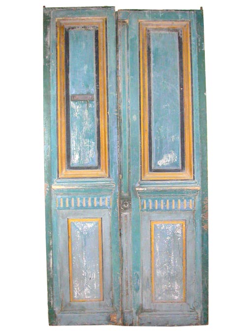 Pair of Painted Courtyard Doors For Sale