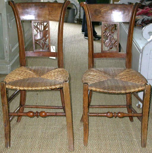 Petite Pair of beautifully carved music chairs