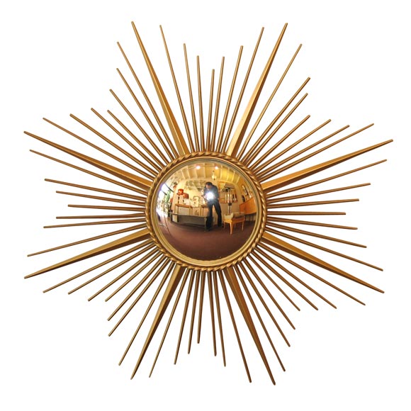 Brass Sunburst Convex Mirror