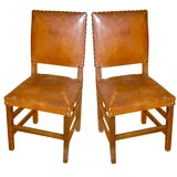 Set of 12 Spanish Turn of the century Leather chairs w/ studs