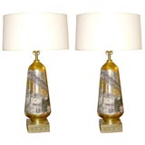 Pair of decoupage lamps