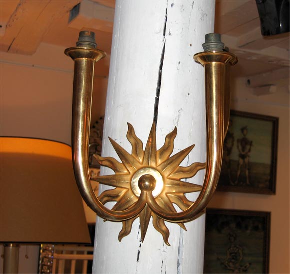 Two Gilt Bronze Sconces Attributed to André Arbus