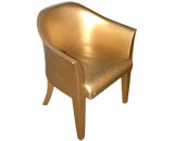 "Tulip" chair covered in bronze leather by Karl Springer