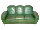 Green Leather Deco Sofa
