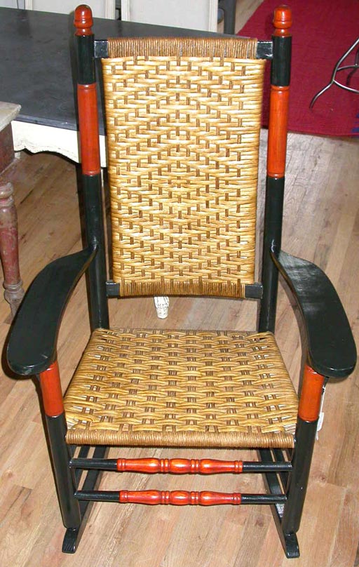 Heywood Wakefield rocker.  1929 Keane, NH.<br />
(We also have a double rocker available)<br />
These have been repainted and rewoven