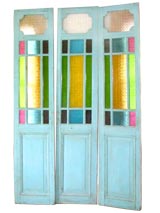 Chinese Tea House Doors with Stained Glass