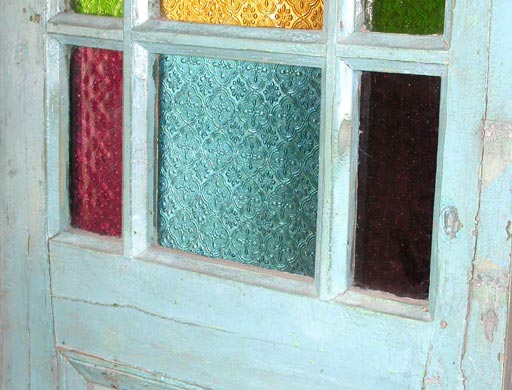 Chinese Tea House Doors with Stained Glass