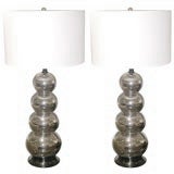 Pair of Ceramic Stacked Ball Lamps