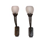 Antique Fine Pair of Wrought Iron wall sconces by Paul Kiss