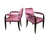 Pair of ebonised arm chairs by "Dominique"