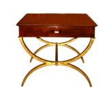 Lacquer and gilt iron table by Andre Arbus
