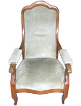 19th Century French Library Chair with Tan Suede Upholstery