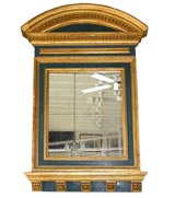Vintage Oversized Unusual Mirror, Curved Top with Dental Molding