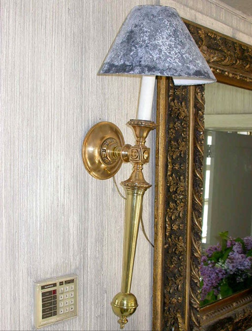 Pair of Handsome Bronze and Brass Torch Style Sconces