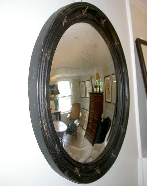 19th Century Oeil de Boeuf Convex  Mirror