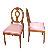 Pair of Swedish Oval Back Chairs with Beading