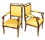 Pair of French Empire Swan Neck armchairs