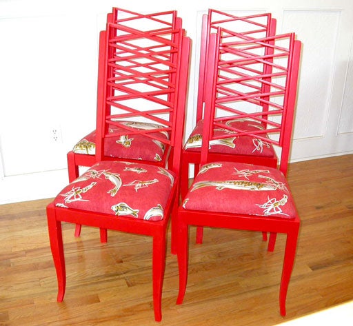 Four Diamond Back  Red Chairs