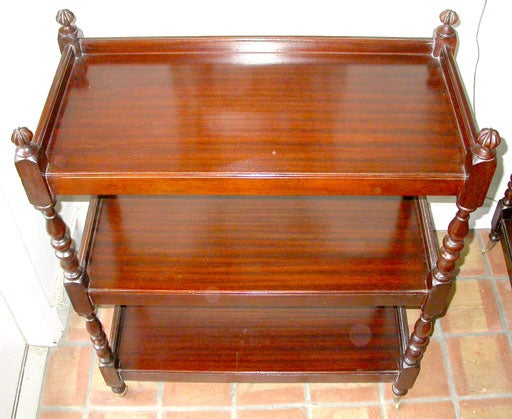 Tall Mahogany Three Tiered Tea Server 1