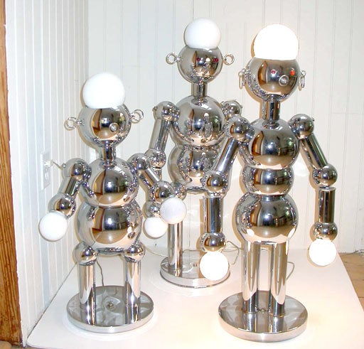 Chrome Robot Lamps