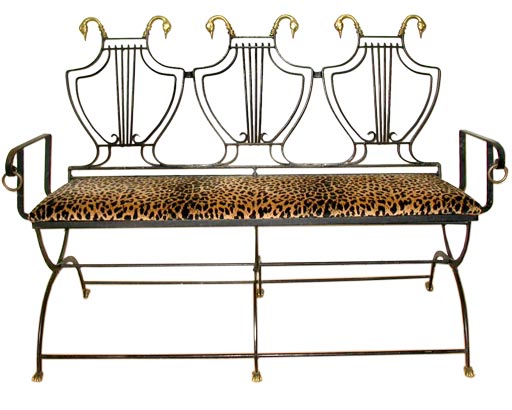 Folding Iron Swan Head Bench
