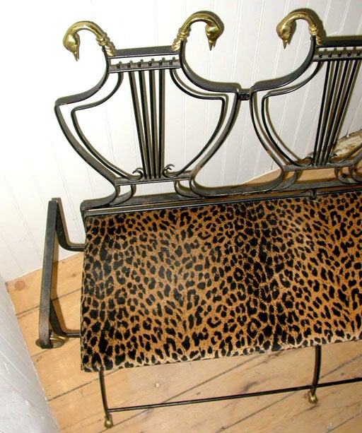 American Folding Iron Swan Head Bench