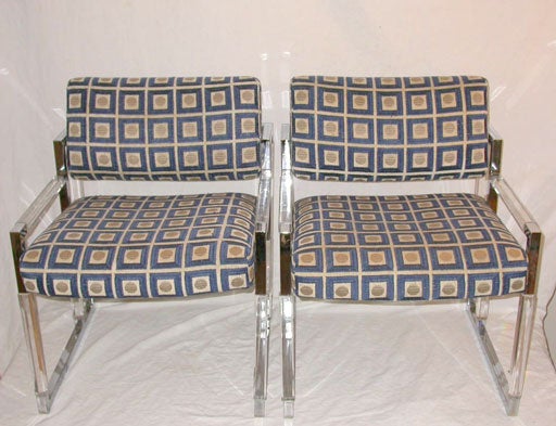 Pair of Lucite and Chrome Arm Chairs
