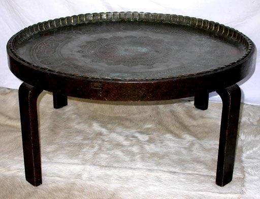 Occasional Table : Modern Base, Traditional Turkish Tray Top at 1stDibs