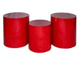 3 Occasional Tables, Red Lacquered, Italian circa 1970