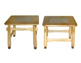 Pair of Side Tables with Tile Inlay