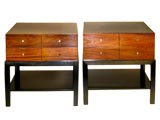 Pair of Mahagony End Tables on Ebonized Bases