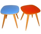 Pair of Small Dutch Tables with Red 
Blue Lacquered Tops