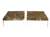 Pair of Modernist, Green Marble Side Tables