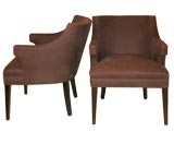 Pair of Arm Chairs in Brown Belgium Linen
