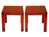Pair of Parsons Style, Red Painted Lamp Tables