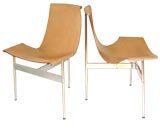 6 Leather/Stainless Steel T-Chairs by Katavolos-Littell & Kelley
