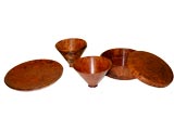 Set of Amboyna Burl Wooden Plates & Bowls