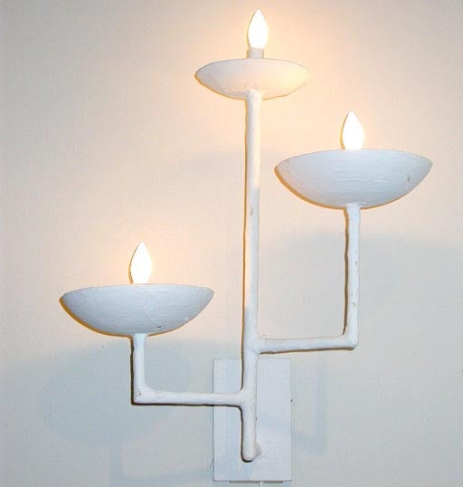 Three Armed Sconce with Square Base  For Sale 1