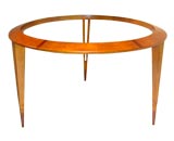 Italian Round Table, 3 legs, Walnut with Cherry Inlay
