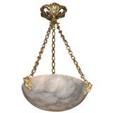 Alabaster and Bronze Chandelier
