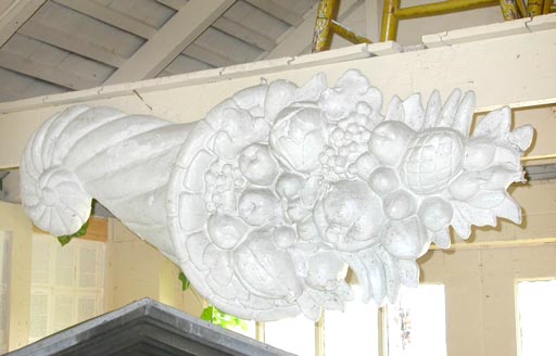 Pair Of Large Scale Decorative Plaster Cornucopia