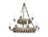 Antique 1920's Two Level Hand Painted Tole Chandelier