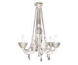 Vintage Six Light Murano Glass and Silver Finish Brass Chandelier