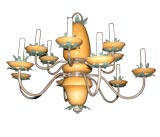 Two Level Tole and Porcelain Chandelier